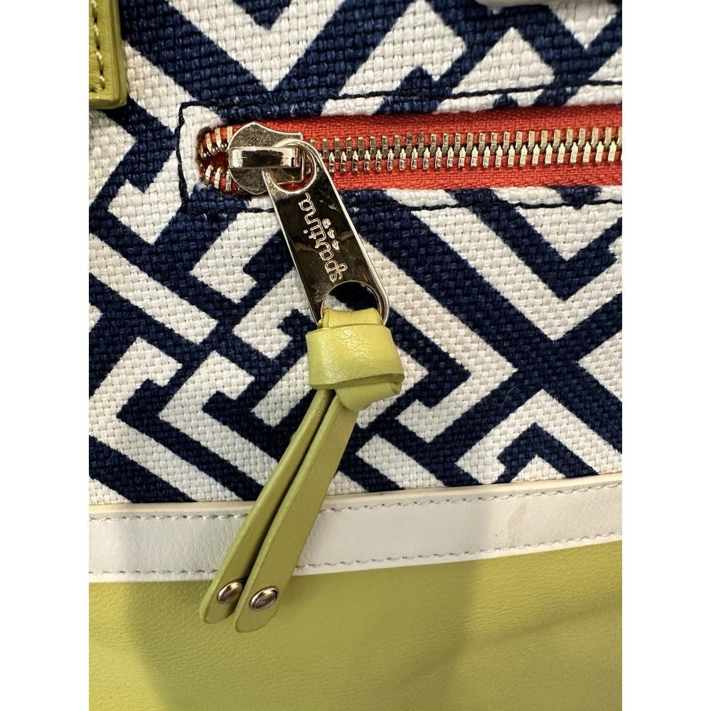 Spartina 449 Daufuskie Island Tote Handbag Linen/Leather Lime Green & Orange - Picture 7 of 15